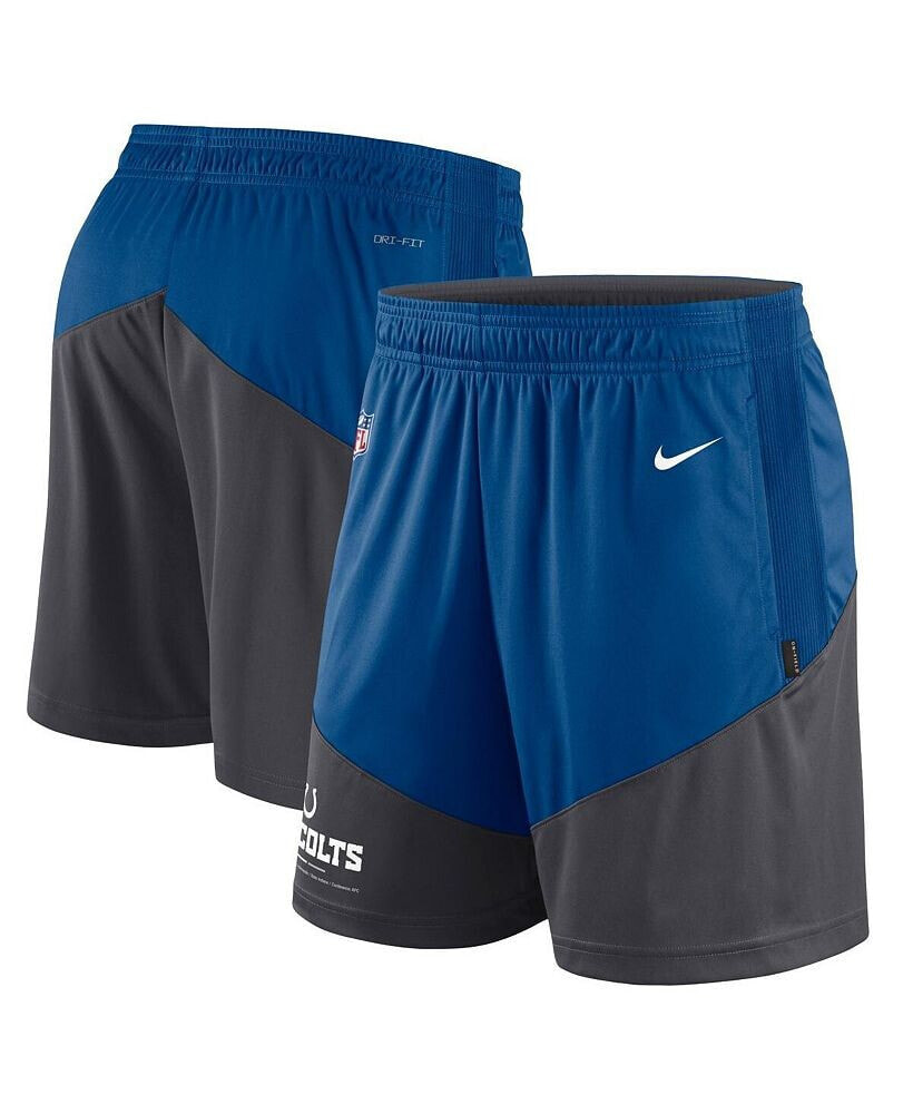Nike men's Royal, Anthracite Indianapolis Colts Primary Lockup Performance Shorts