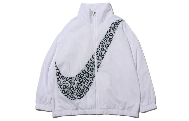 Nike As W Nsw Animal Swsh Jkt 豹纹Logo印花拉链梭织夹克 女款 白色 / Куртка Nike As W Nsw Animal Swsh Jkt Logo CT1699-100