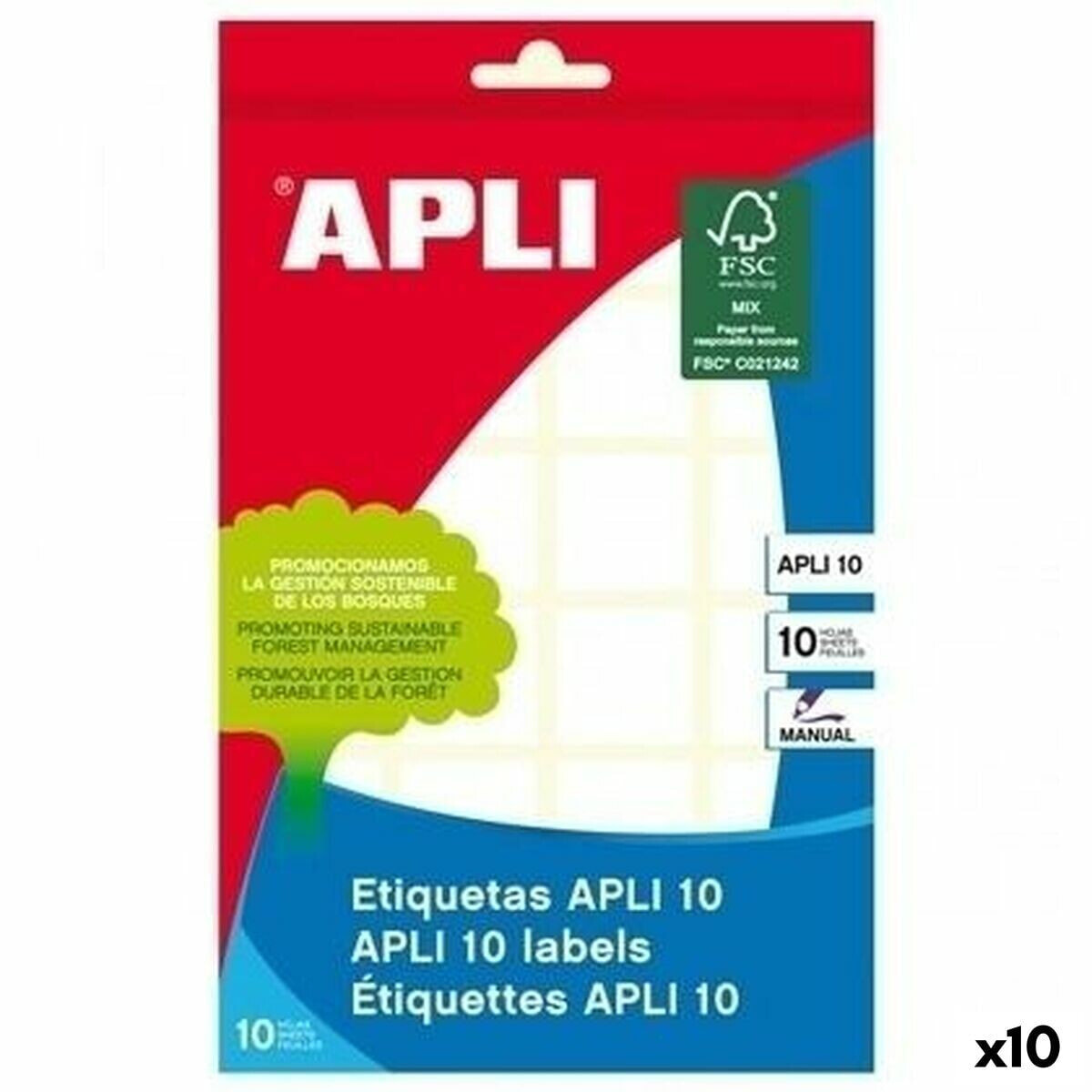 Adhesive labels Apli White 10 Sheets 50 x 149 mm (10 Units)