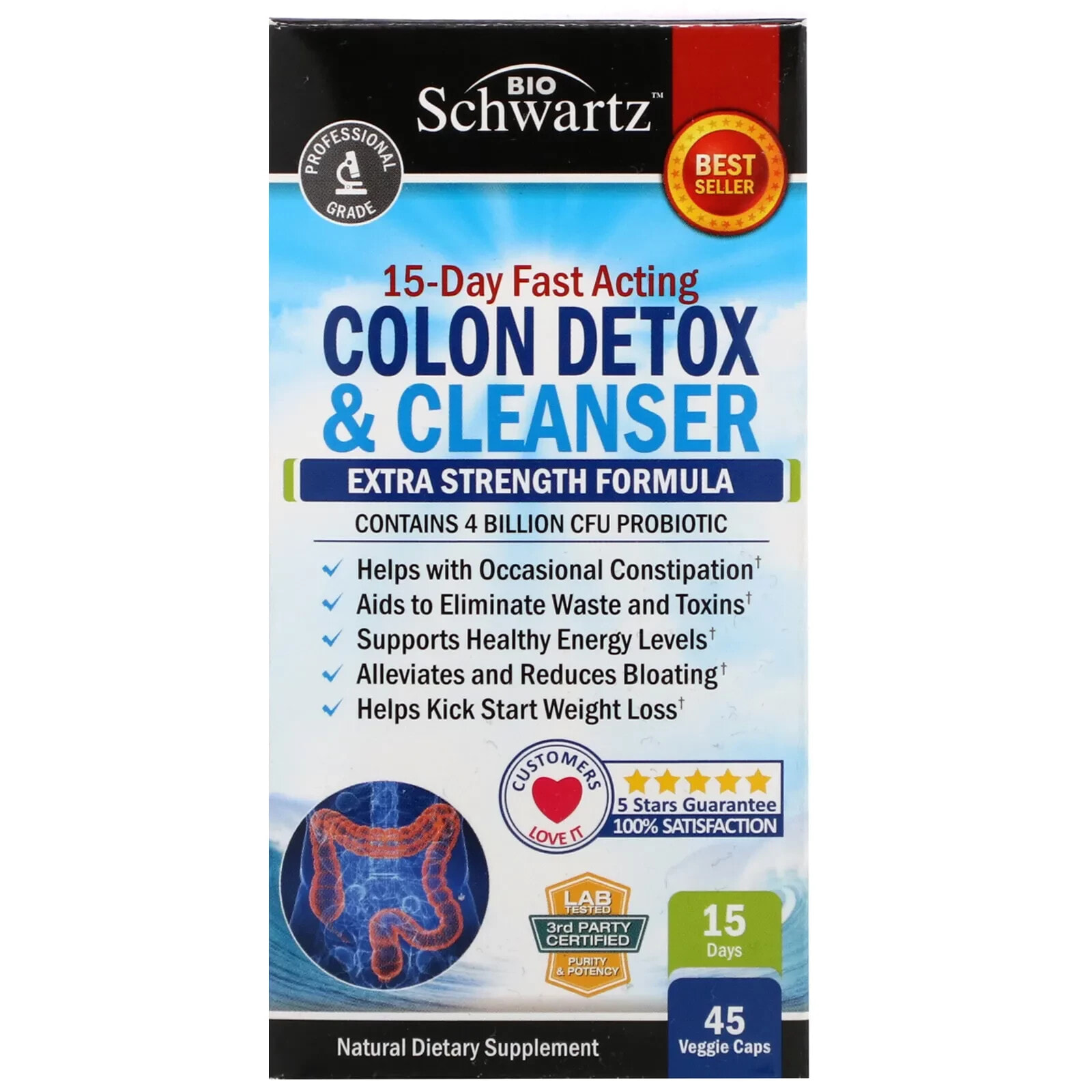 BioSchwartz, 15-Day Fast Acting Colon Detox & Cleanser, 45 Veggie Caps