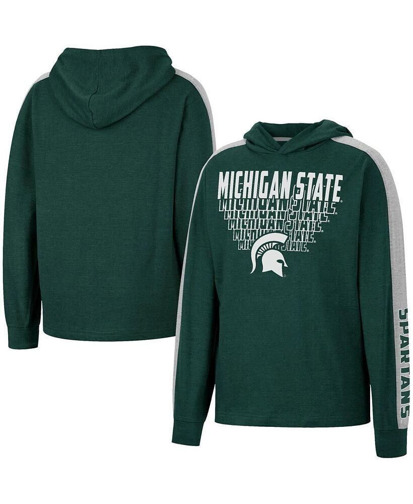 Colosseum big Boys Heathered Green Michigan State Spartans Wind Changes Raglan Hoodie T-shirt