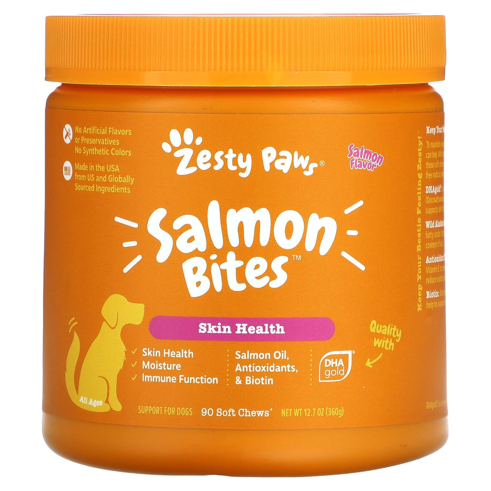 Salmon Bites for Dogs, All Ages, Salmon, 90 Soft Chews, 12.7 oz (360 g)