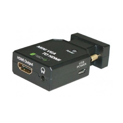 Techly IDATA-VGA-HDMINI кабельный разъем/переходник HDMI, 3.5mm Черный