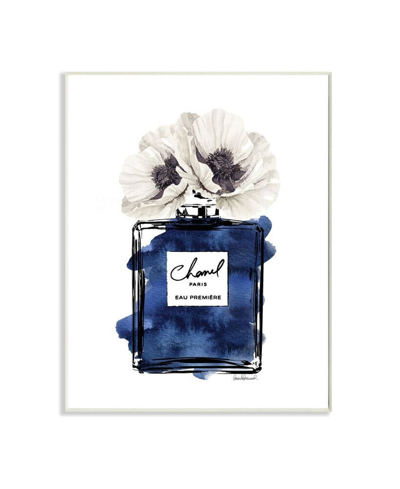 Deep Blue Fashion Fragrance Bottle Glam Florals Art, 10
