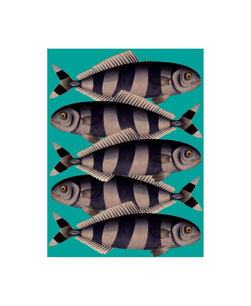Trademark Global fab Funky Blue Striped Fish Canvas Art - 36.5