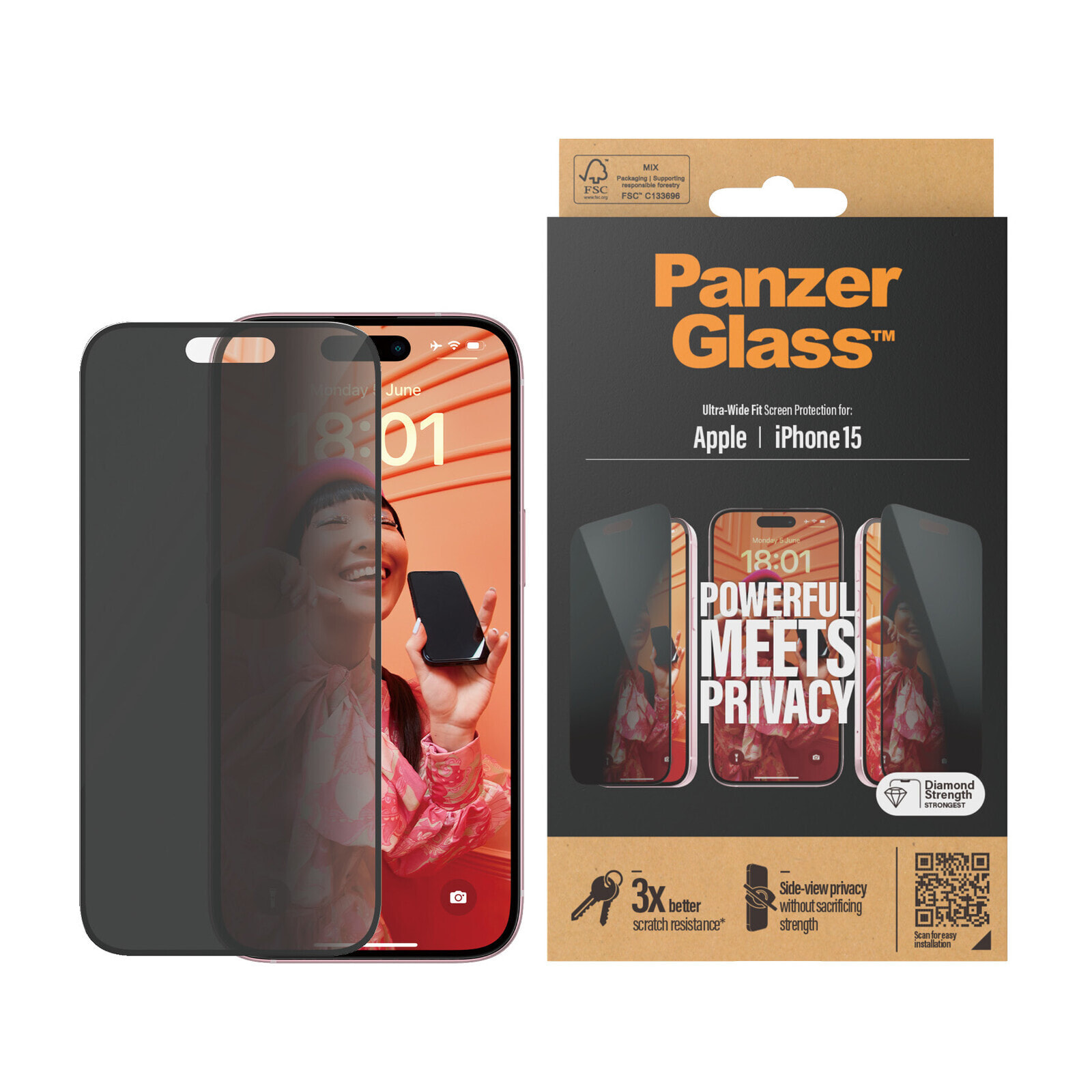 PanzerGlass Privacy Screen Protector iPhone 2023 6.1 Ultra-Wide Fit  Прозрачная защитная пленка Apple 1 шт P2825 — купить недорого с доставкой,  17352729