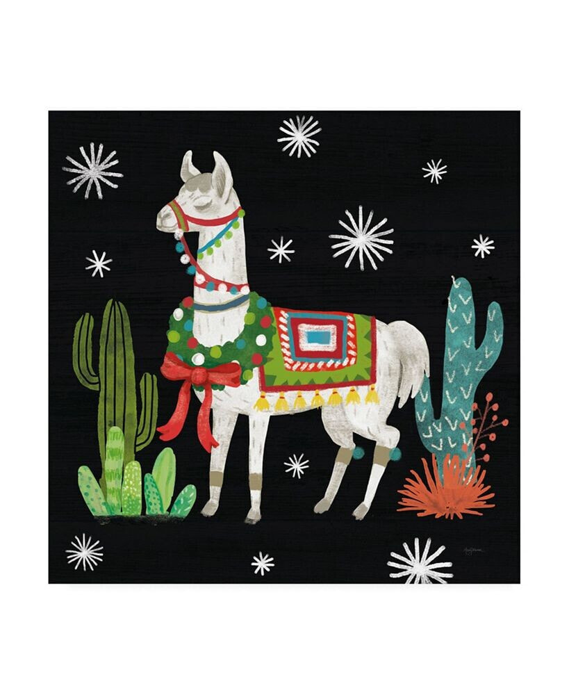 Trademark Global mary Urban Lovely Llamas V Christmas Black Canvas Art - 27