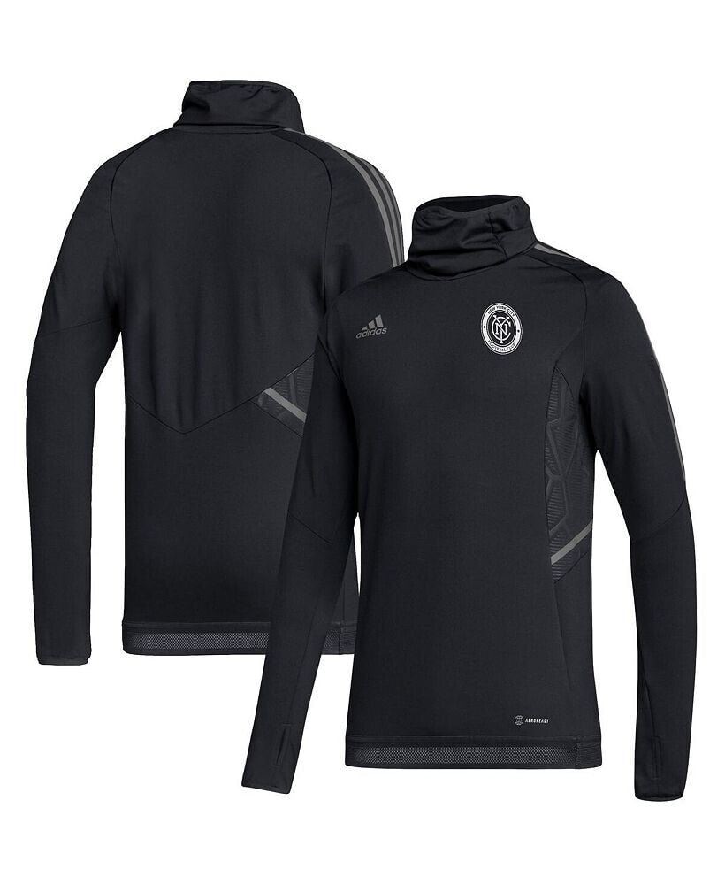 adidas men's Black New York City FC COLD.RDY Raglan Warmup Pullover Jacket