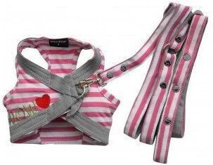 DoggyDolly Striped vest with a leash, pink size L
