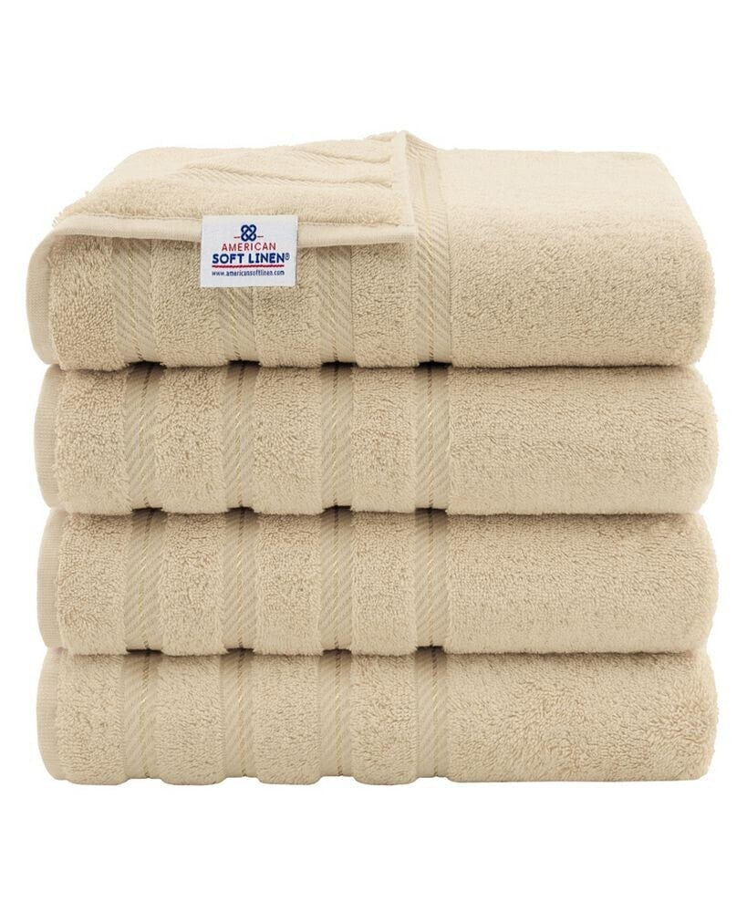 American Soft Linen edison Luxury 100% Turkish Cotton 4-Piece Bath Towel Set