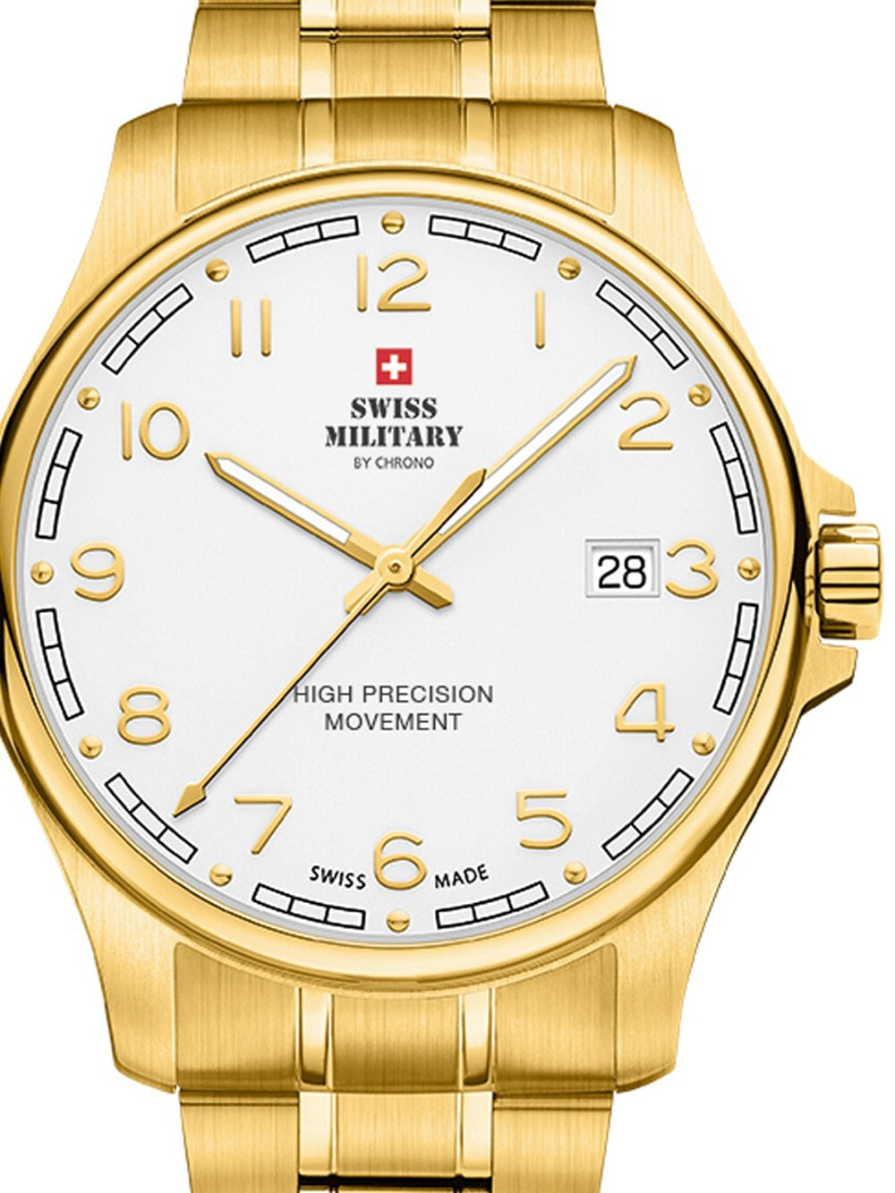 Мужские наручные часы с золотистым браслетом Swiss Military SM30200.23 Mens 39mm 5ATM