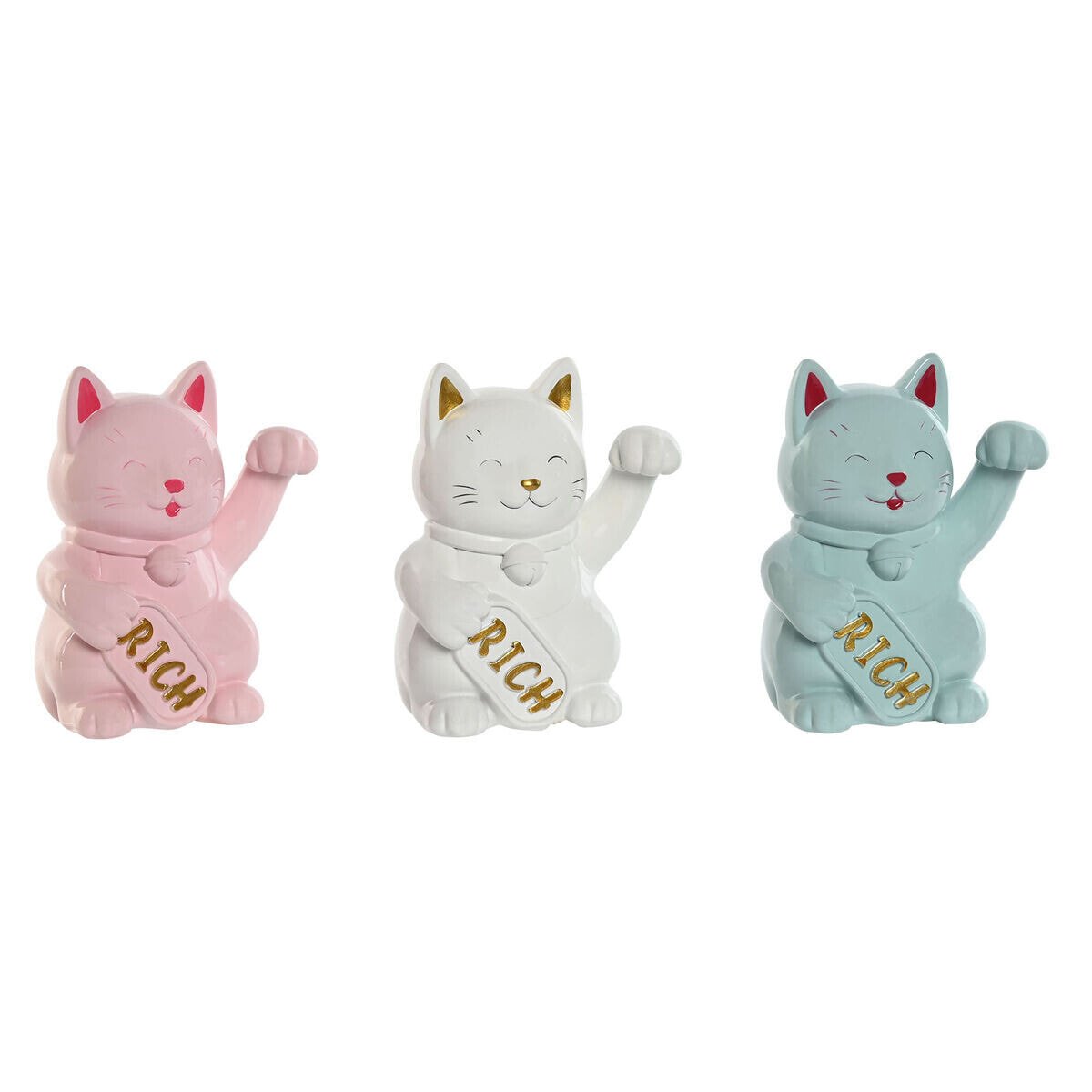 Money box Home ESPRIT Resin Cat 12 x 9,5 x 16 cm (3 Units)