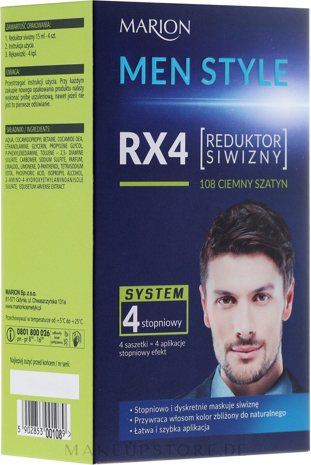 4 stufige Haarfarbe für Männer - Marion Men Style 4 Steps Grey Hair Reducer