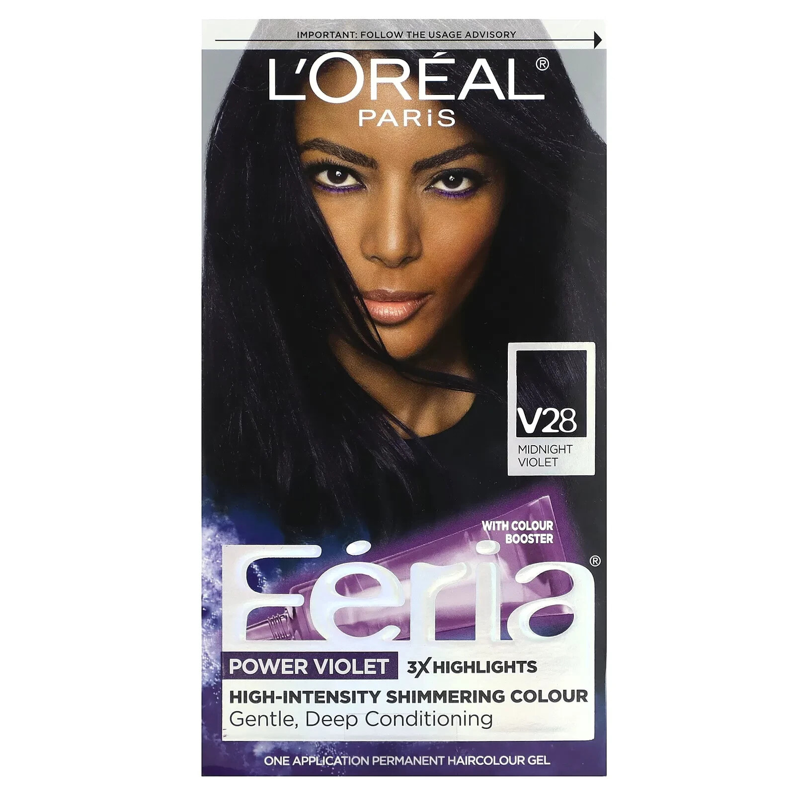Feria, Power Violet, High-Intensity Shimmering Colour, V28 Midnight Violet, 1 Application