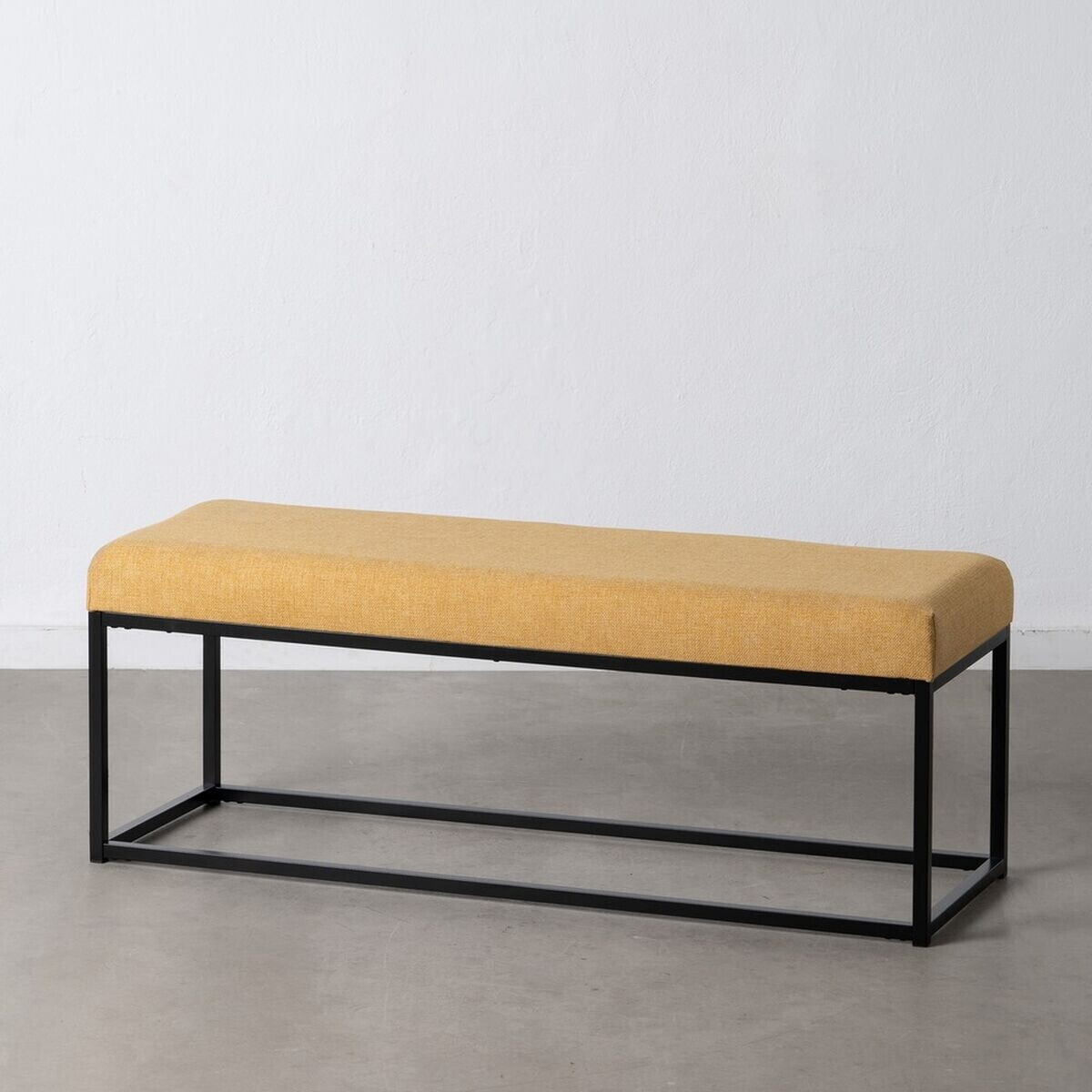 Bench Synthetic Fabric Metal Mustard 120 x 40 x 45 cm