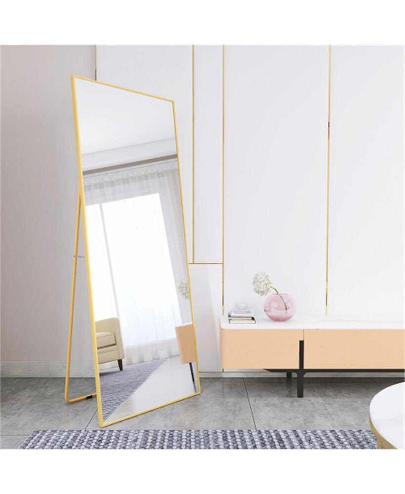 Simplie Fun wall-Mounted Alloy Frame Full Length Mirror, Golden