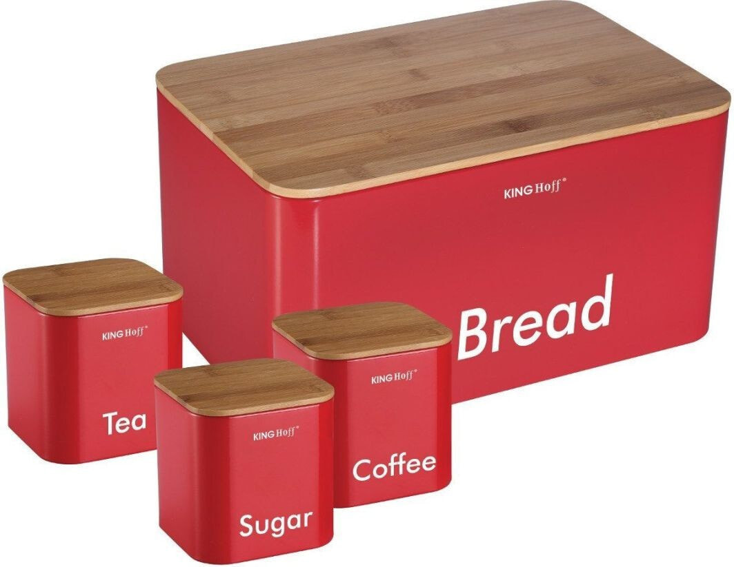 KingHoff Bamboo-Steel Bread Box with Containers (KH-1085)