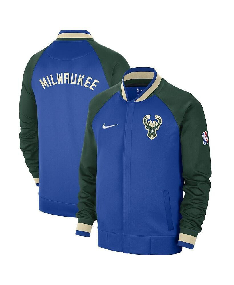 Nike men's Royal, Hunter Green Milwaukee Bucks 2022/23 City Edition Showtime Thermaflex Full-Zip Jacket