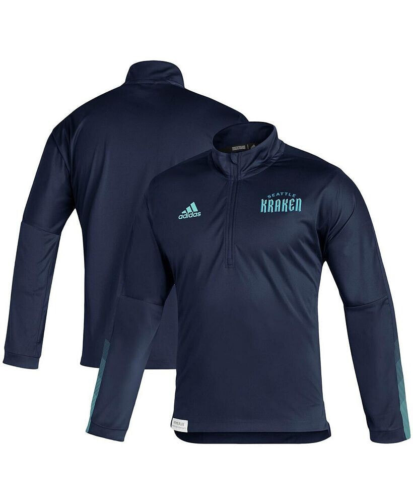 adidas men's Deep Sea Blue Seattle Kraken Primeblue Quarter-Zip Jacket