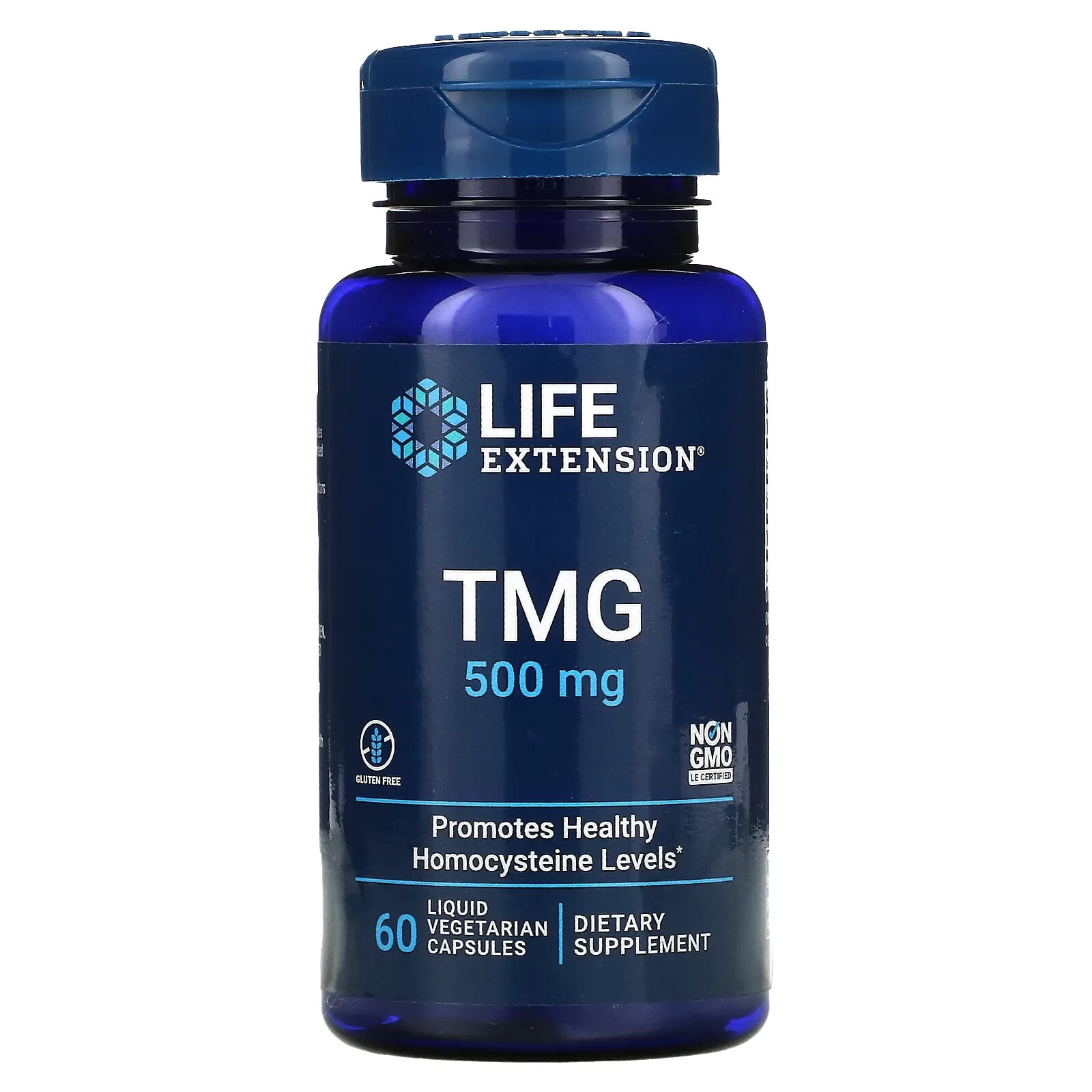 Лайф Экстэншн, TMG, триметилглицин, 500 мг, 60 вегетарианских капсул с жидкостью