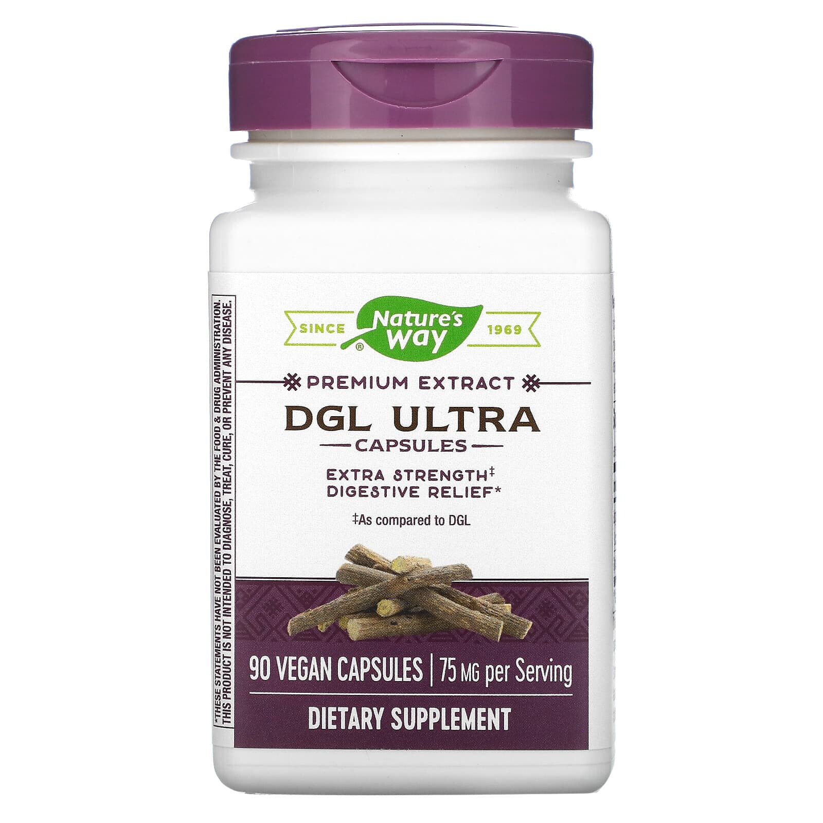Натурес Вэй, DGL Ultra, глицирризинат солодки, 75 мг, 90 веганских капсул