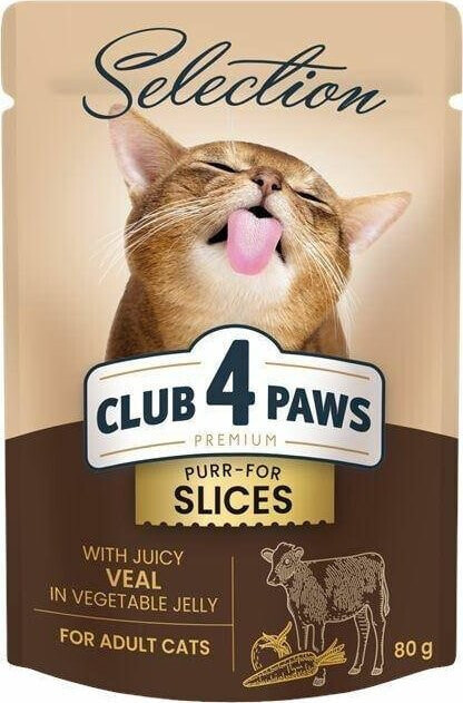 Club 4 Paws Club4Ł Kot 80g Paski Cielęcina w Warzywnej Galaretce