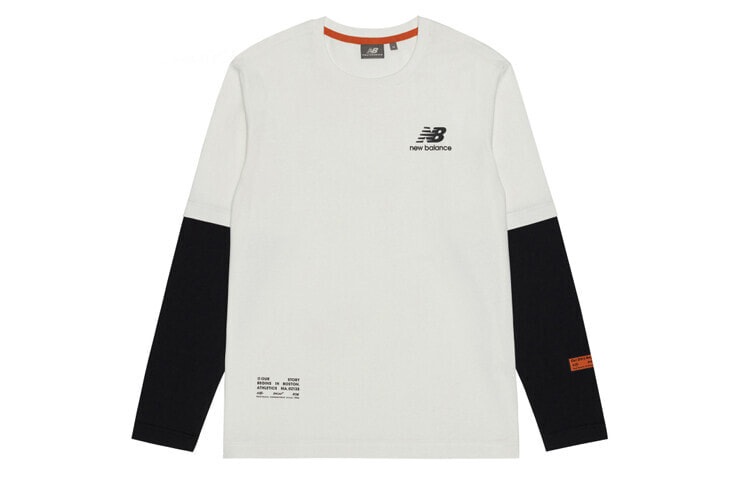 New Balance 拼色休闲长袖套头T恤 情侣款 白色 / Футболка New Balance NDA34013-IV T-Shirt