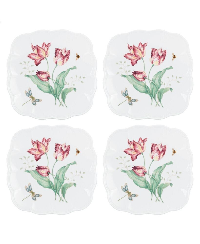 Butterfly Meadow Square Accent Plate Set, Set of 4