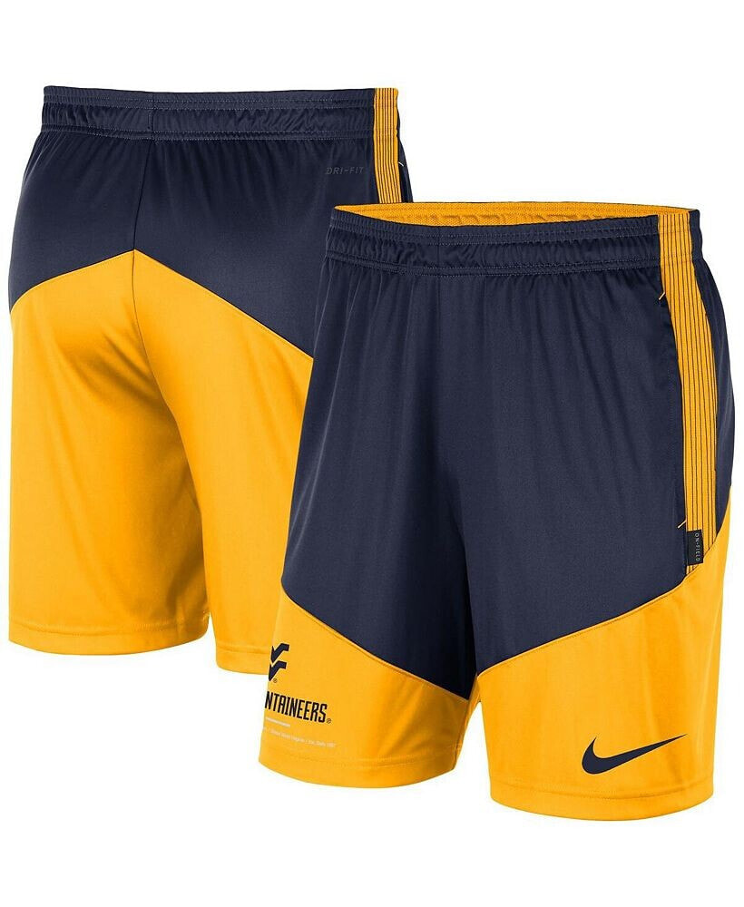 Nike men's Navy, Gold West Virginia Mountaineers Team Performance Knit Shorts