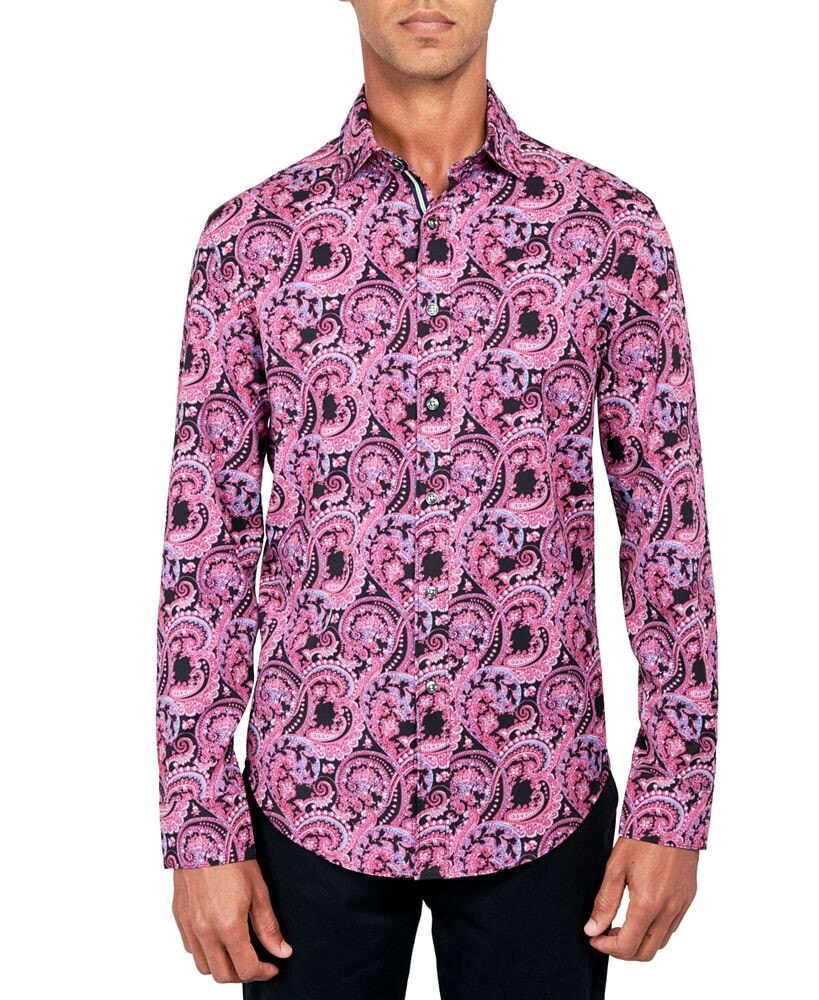 Society of Threads men's Regular-Fit Non-Iron Performance Stretch Paisley Button-Down Shirt