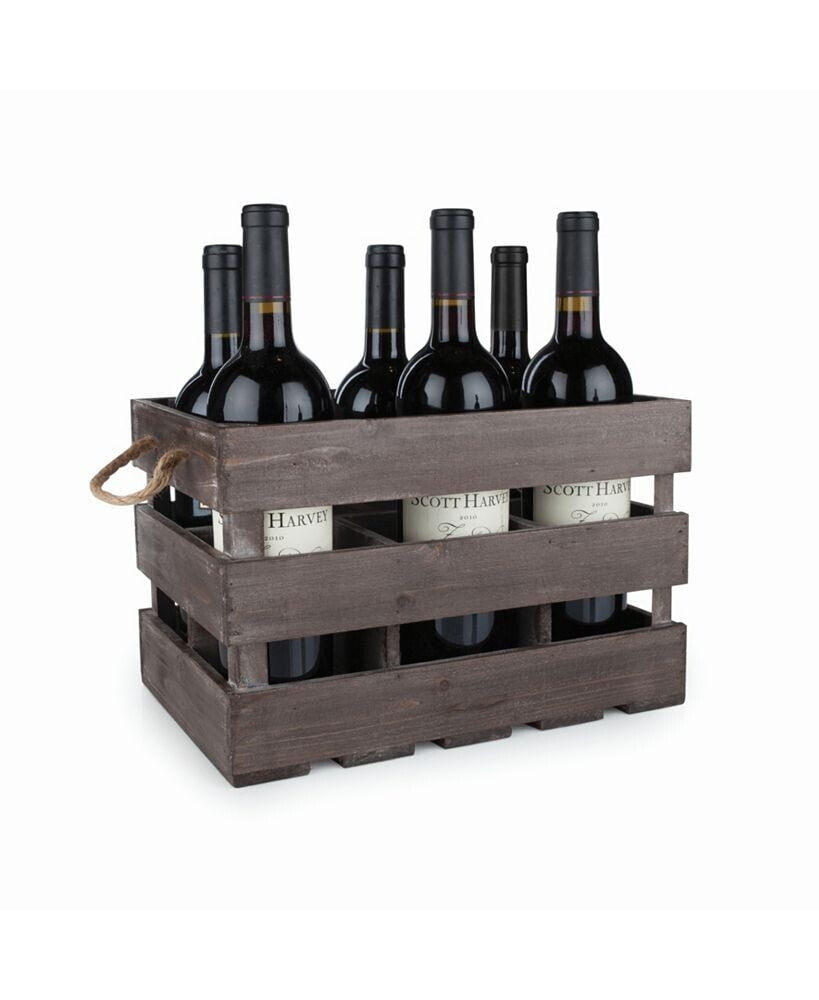 Twine rustic Farmhouse Wooden 6 Bottle Crate