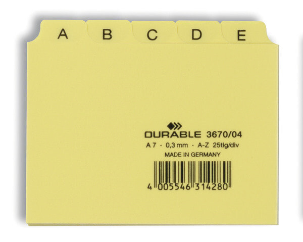 Durable 3670/04 учетная карточка Желтый 25 шт 367004