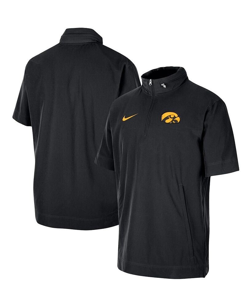 Nike men's Black Iowa Hawkeyes Coaches Quarter-Zip Short Sleeve Jacket