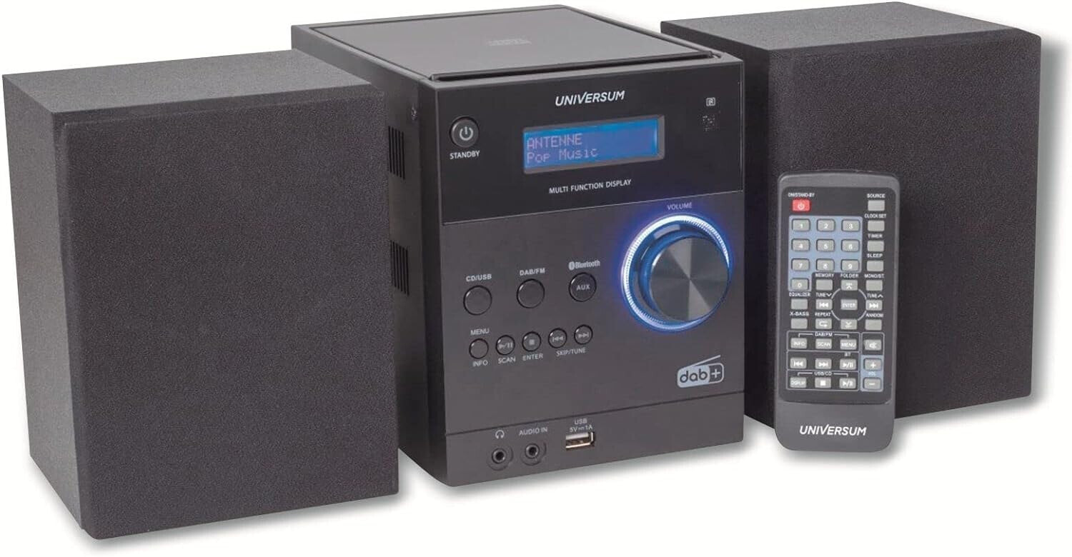 Universum MS 300-21 Stereo System AUX, Bluetooth®, CD, DAB+, FM, USB, Battery Charging Function, Includes Remote Control, Includes Sound