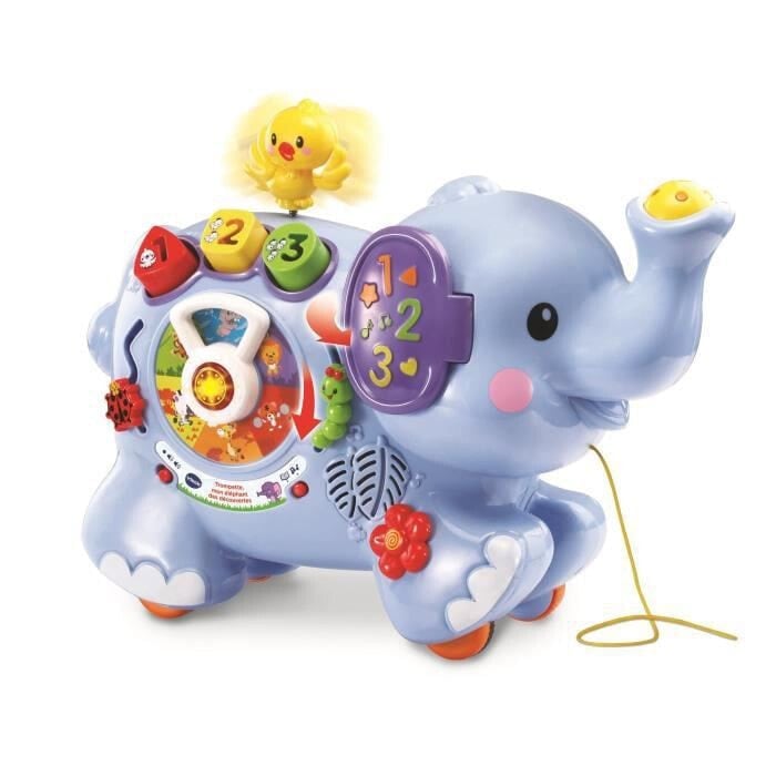 Развивающая игрушка Слоник-каталка - VTech Baby - Сортировщик форм, игры, подсветка, числа, цвета, светящееся колесо с животными. Возраст: от 12 месяцев.