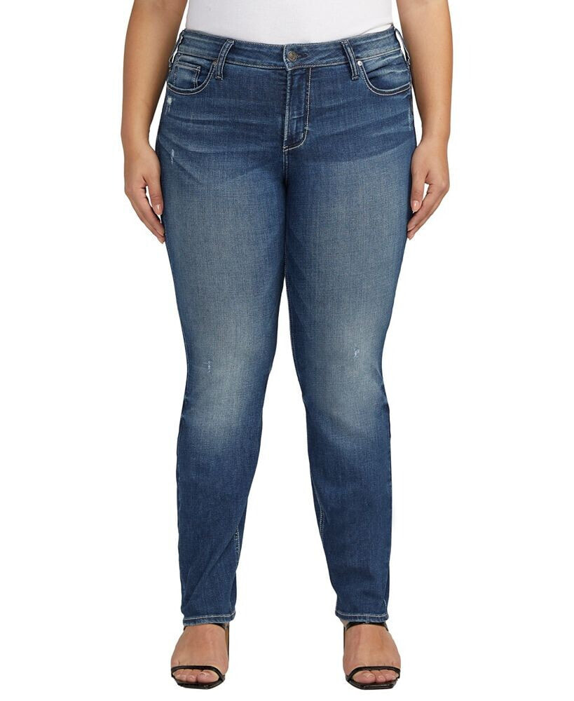 Silver Jeans Co. plus Size Suki Mid Rise Straight Leg Jeans