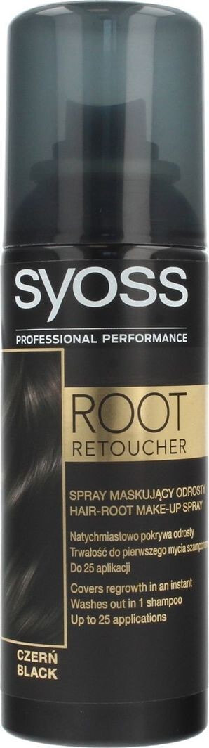Syoss Root Retoucher Spray  Оттеночный спрей для маскировки корней, оттенок черный 120 мл
