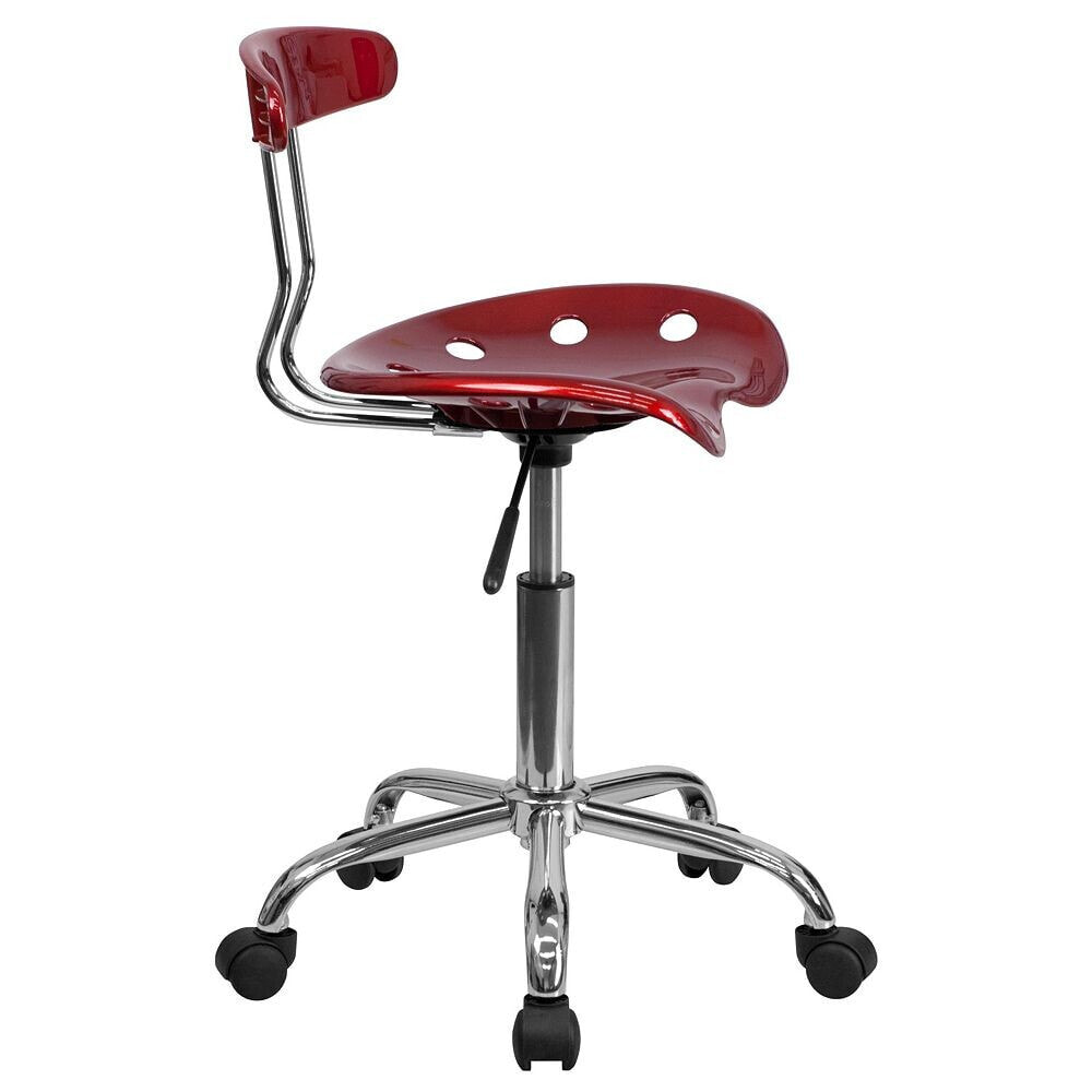 Flash Furniture vibrant Wine Red And Chrome Swivel Task Chair With Tractor Seat