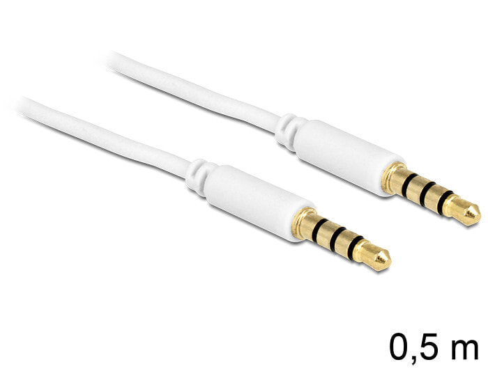 DeLOCK 3.5mm - 3.5mm, 0.5m аудио кабель 0,5 m 3,5 мм Белый 83439