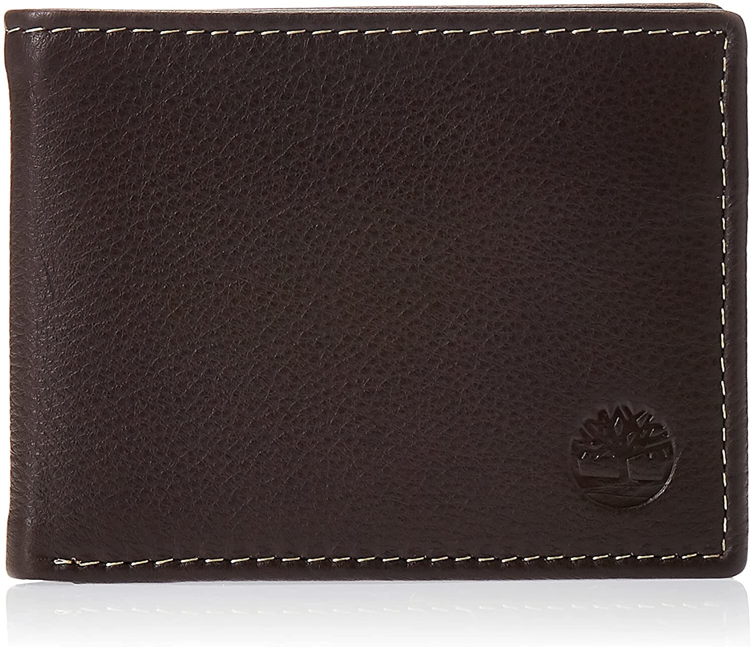 Мужское портмоне кожаное горизонтальное коричневое без застежки Timberland Men's Wellington RFID Leather Bifold Wallet Trifold Wallet Hybrid