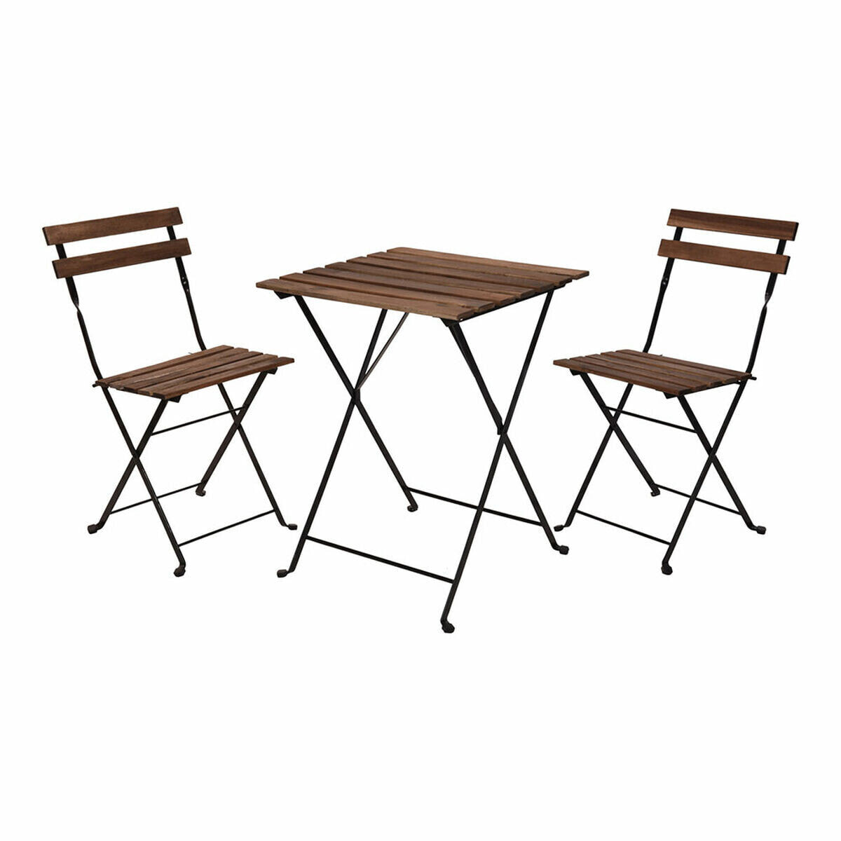 Table set with 2 chairs IPAE Progarden Foldable Acacia Black Natural (3 Pieces)