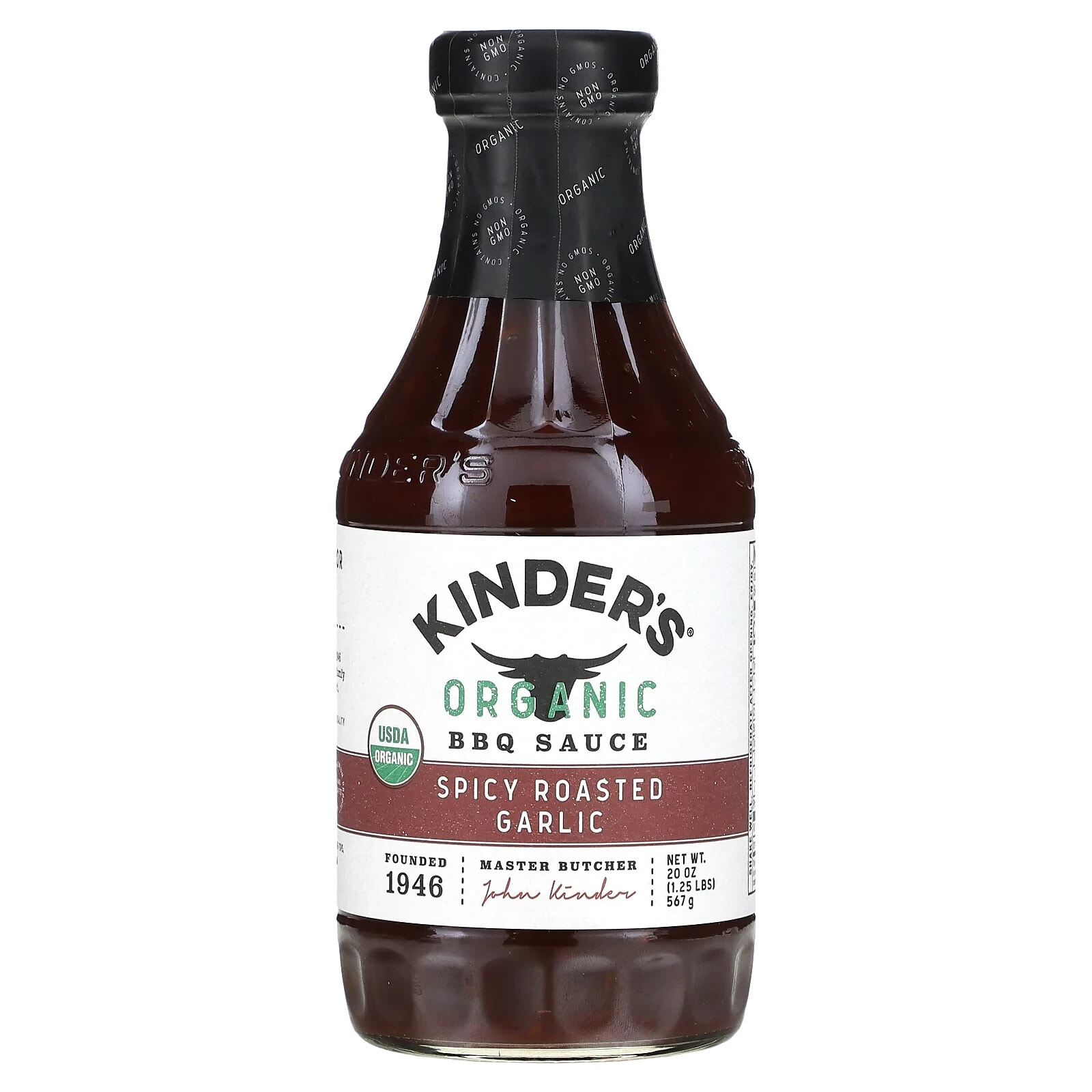 KINDER'S, Органический соус для барбекю, обжаренный с пряностями чеснок, 567 г (20 унций)