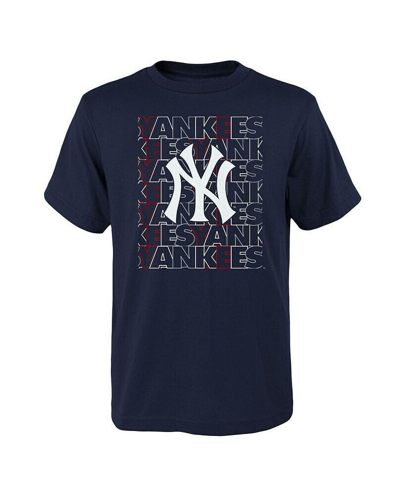 Youth Boys and Girls Navy New York Yankees Letterman T-shirt
