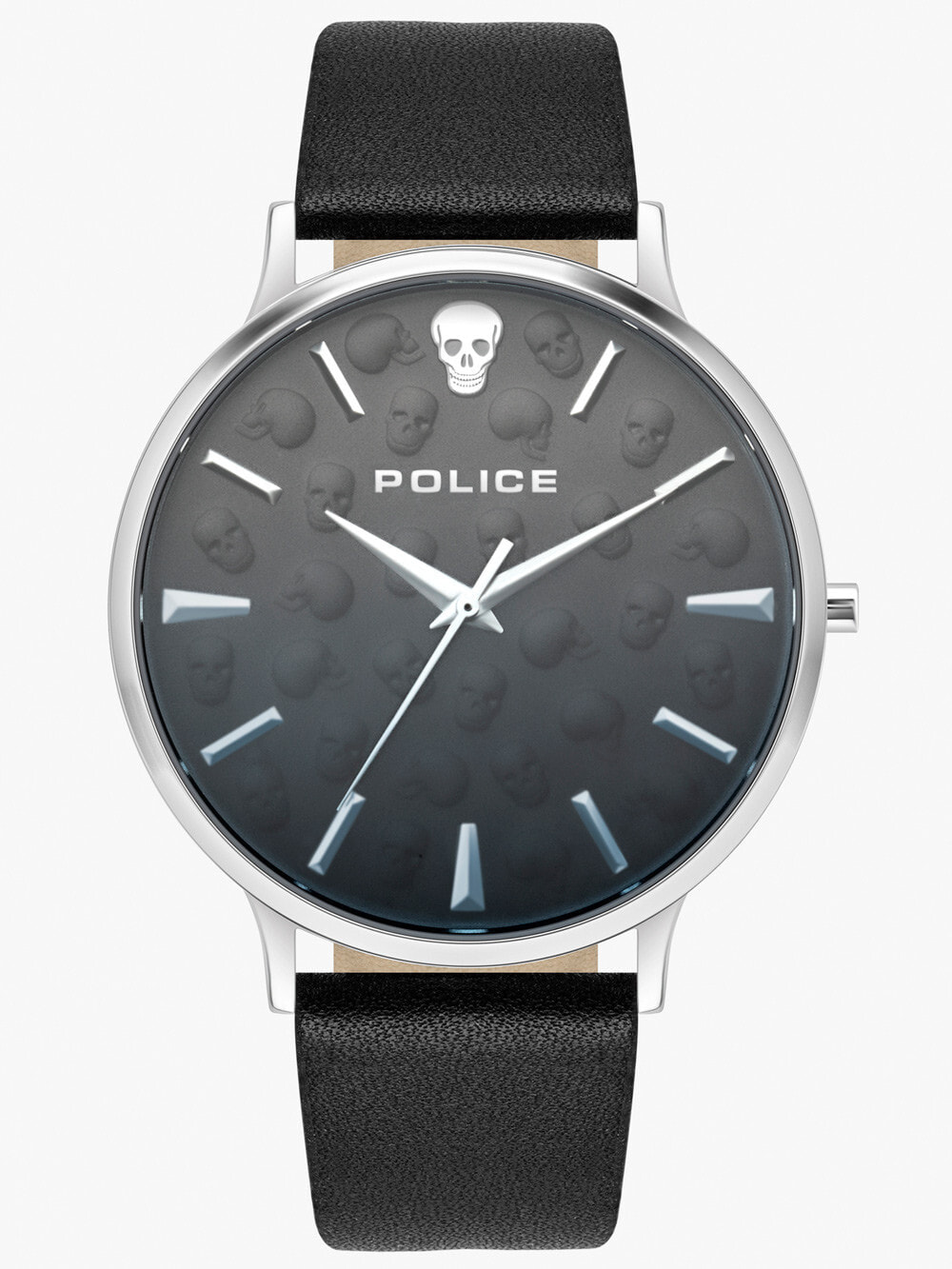 Мужские наручные часы с черным кожаным ремешком  Police PL16023JS.02 Tasman mens 42mm 3ATM