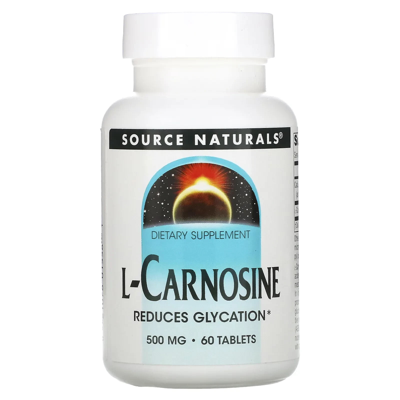 Source Naturals, L-карнозин, 500 мг, 60 таблеток