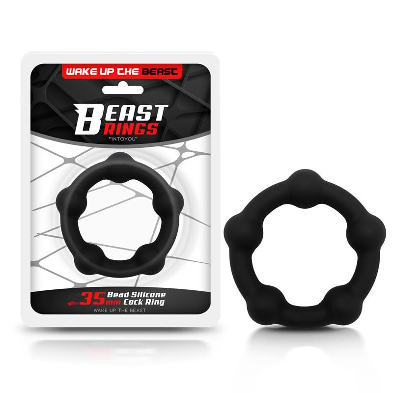 Эрекционное кольцо BEAST RINGS Bead Solid Cock Ring Silicone 3.5 cm Black