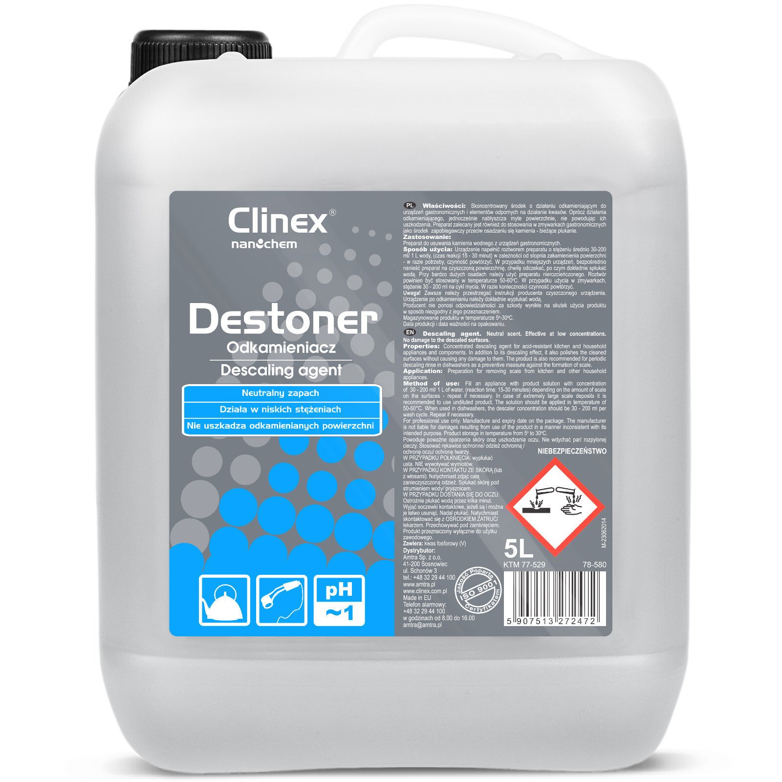 Strong descaler concentrate for gastronomic devices CLINEX Destoner 5L