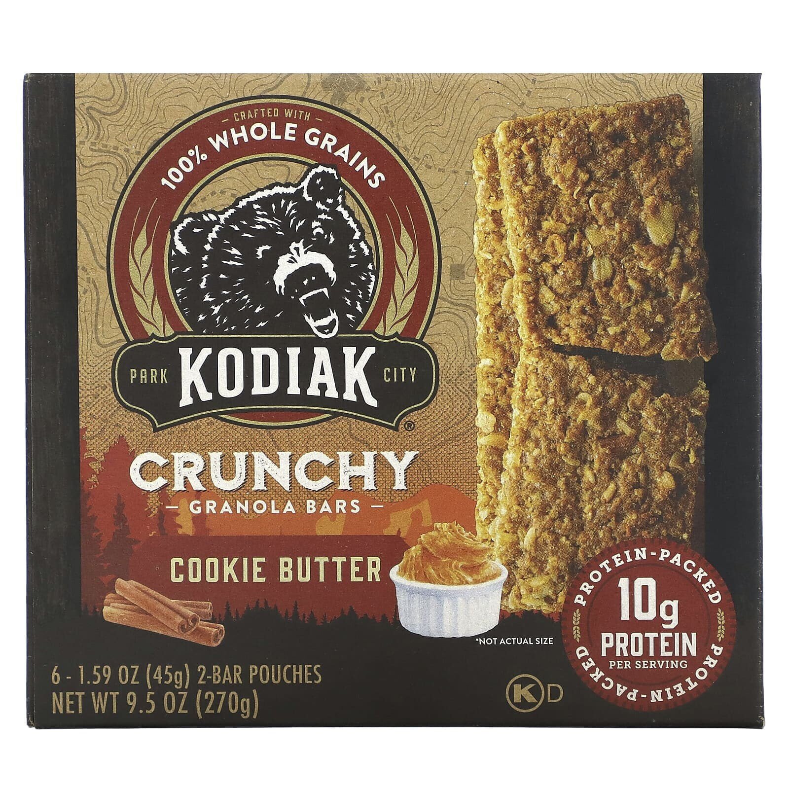 Kodiak Cakes, Хрустящие батончики из мюсли, шоколадная крошка, 6 пакетиков по 2 плитки, 45 г (1,59 унции)