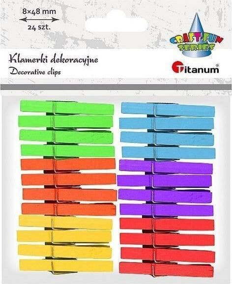 Декоративный элемент или материал для детского творчества Titanum Klamerki drewniane 6 kolorów 7x49mm 24szt
