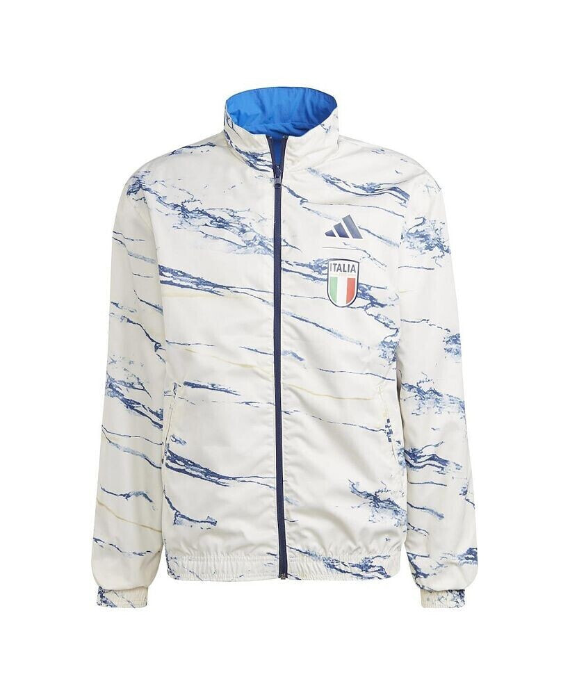 adidas men's White Italy National Team Logo Anthem Reversible Full-Zip Jacket